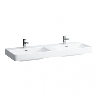 Dvigubas praustuvas Laufen PRO S 1300x465x95 mm, baldinis, su 1x2 anga maišytuvui viduryje 